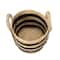Household Essentials 20" Black & Natural Stripes Braided Basket with Handles